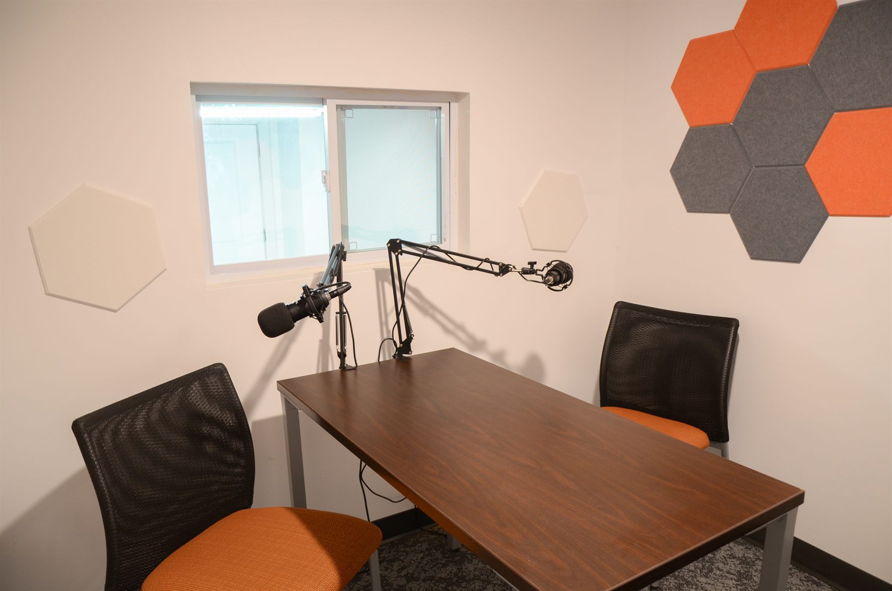 Podcast studio setup at Flex Desk 360